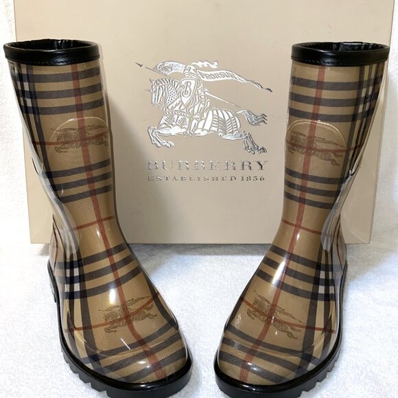 Burberry Shoes - Burberry Haymarket Rain Boots Classic Size 39 EU / 8.5 US, 100% Authentic